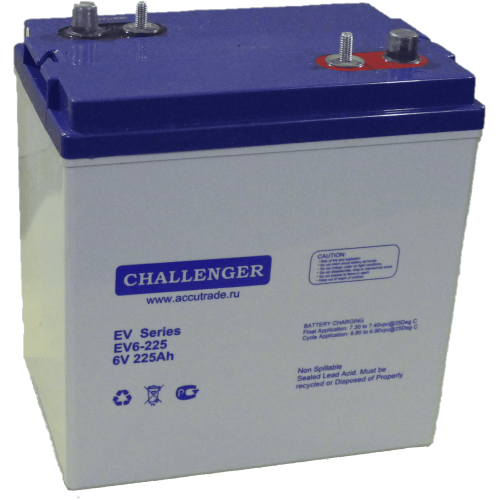 Тяговая аккумуляторная батарея тип AGM  Challenger EV6-225 6V 206/228Ah